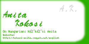 anita kokosi business card